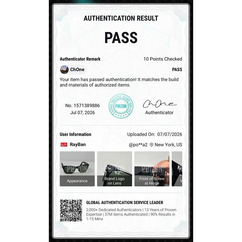 Ray-Ban authenticated via